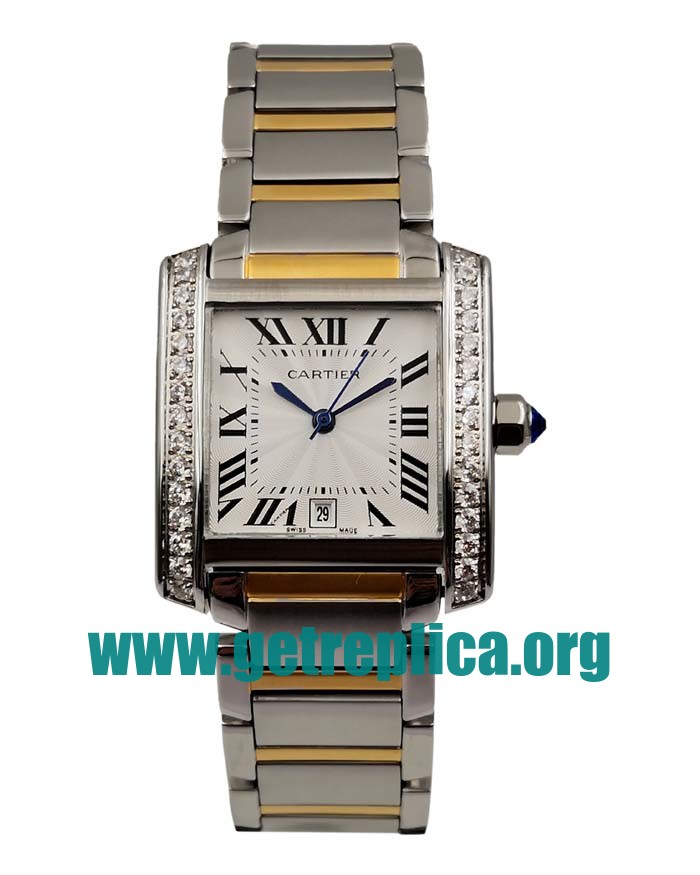 UK Silver Dials Steel And Gold Cartier Tank Francaise W2TA0003 29MM Replica Watches