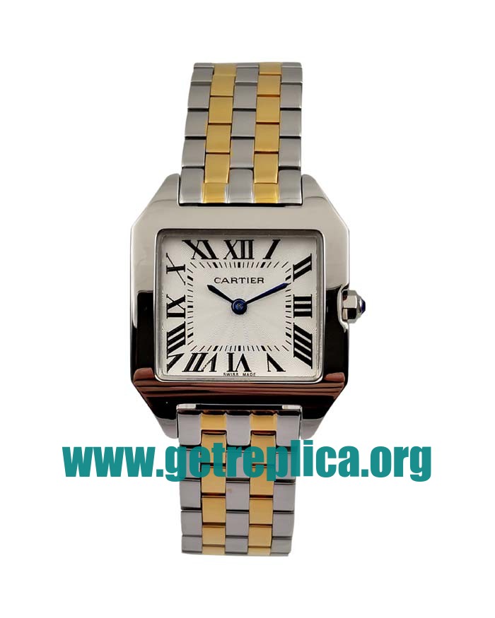 UK White Dials Steel And Gold Cartier Santos W25066Z6 28MM Replica Watches