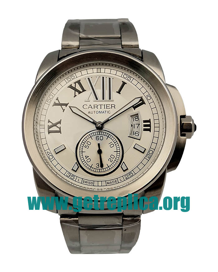UK Silver Dials Steel Cartier Calibre De Cartier W7100015 42MM Replica Watches