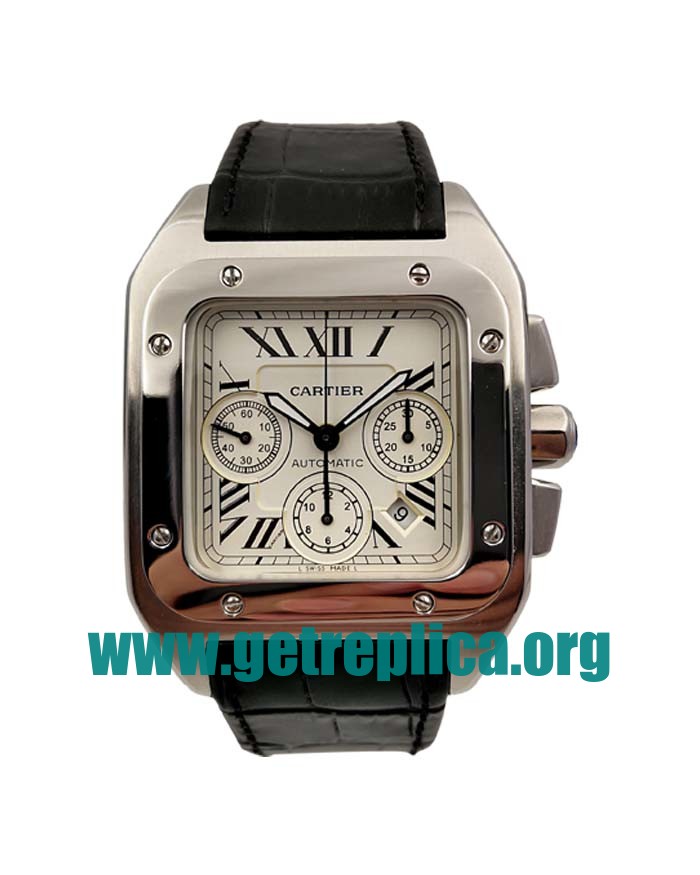 UK Silver Dials Steel Cartier Santos 100 W20090X8 42MM Replica Watches