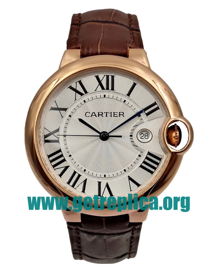 UK Silver Dials Rose Gold Cartier Ballon Bleu W6900651 42MM Replica Watches