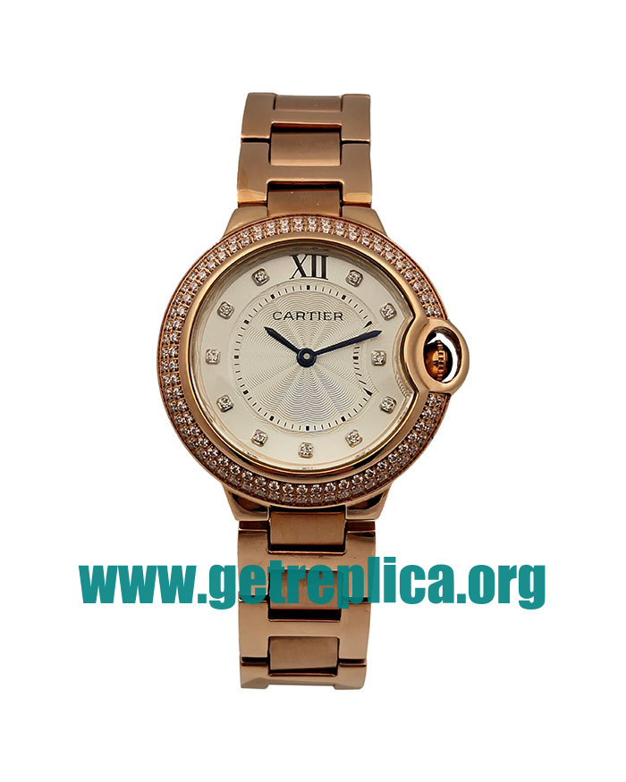 UK White Dials Rose Gold Cartier Ballon Bleu WE902062 33MM Replica Watches