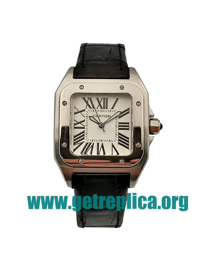 UK Silver Dials Steel Cartier Santos 100 W20106X8 34MM Replica Watches