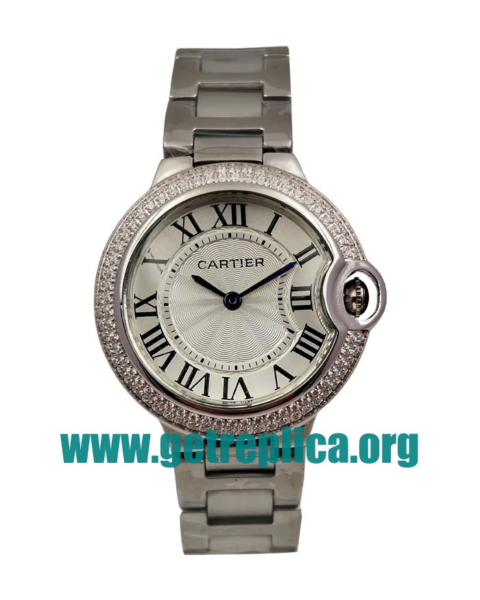 UK Silver Dials Steel Cartier Ballon Bleu W4BB0016 33MM Replica Watches