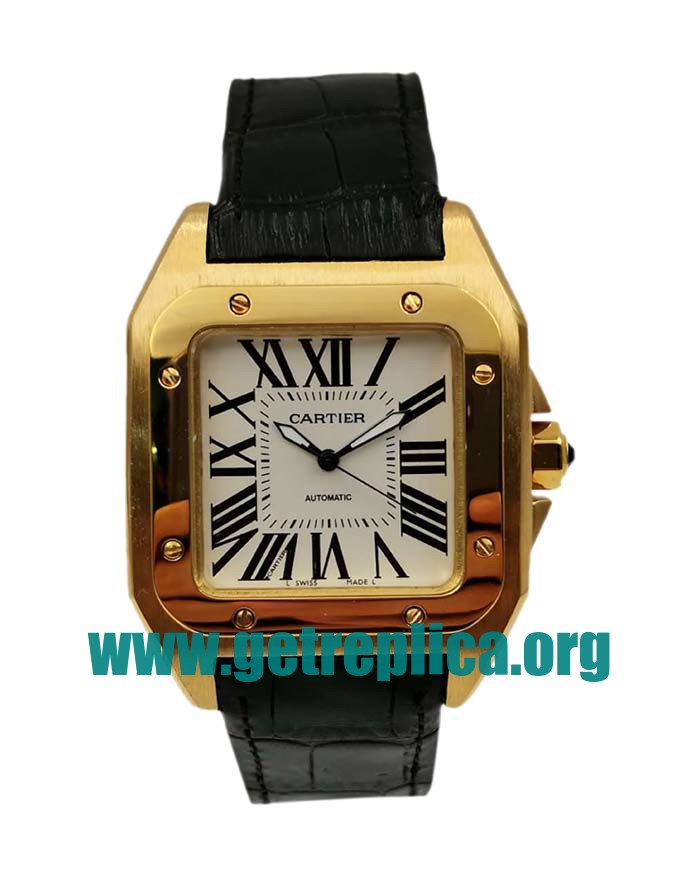 UK White Dials Gold Cartier Santos 100 W20112Y1 40MM Replica Watches