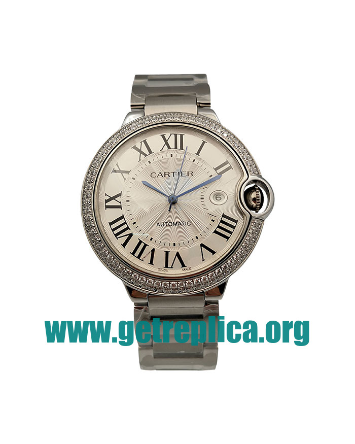 UK Silver Dials White Gold Cartier Ballon Bleu WE902035 42MM Replica Watches