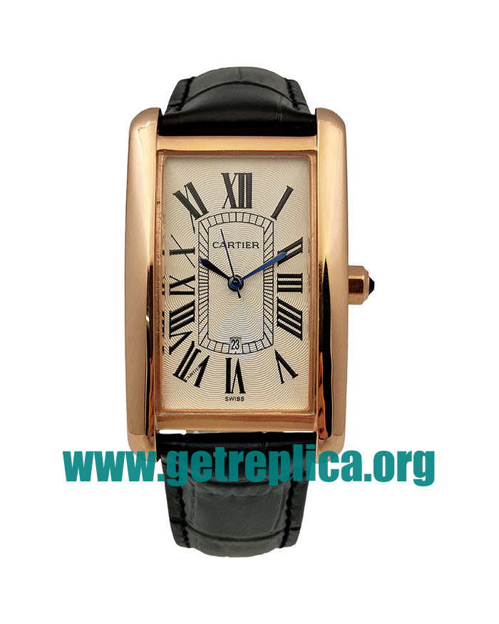UK White Dials Rose Gold Cartier Tank Americaine W2620030 28.5MM Replica Watches