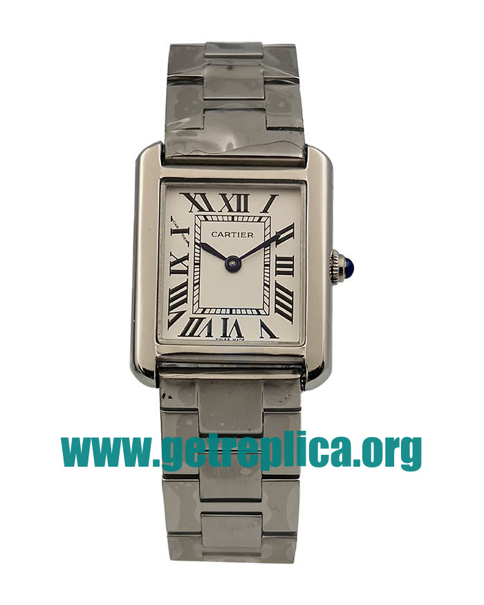 UK Silver Dials White Gold Cartier Tank Solo W5200013 25MM Replica Watches