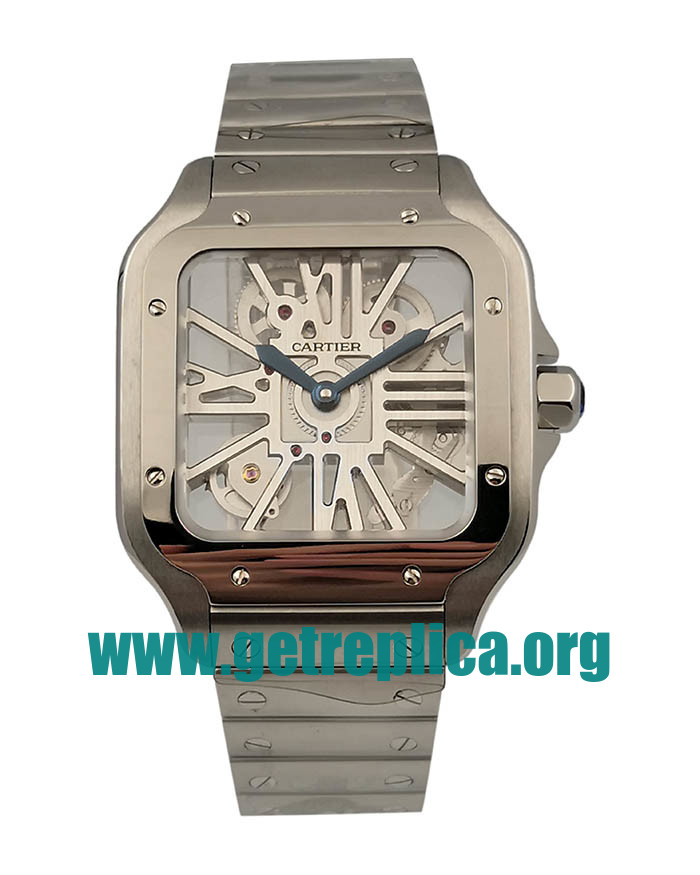 UK Skeleton Dials Steel Cartier Santos WHSA0015 37.5MM Replica Watches