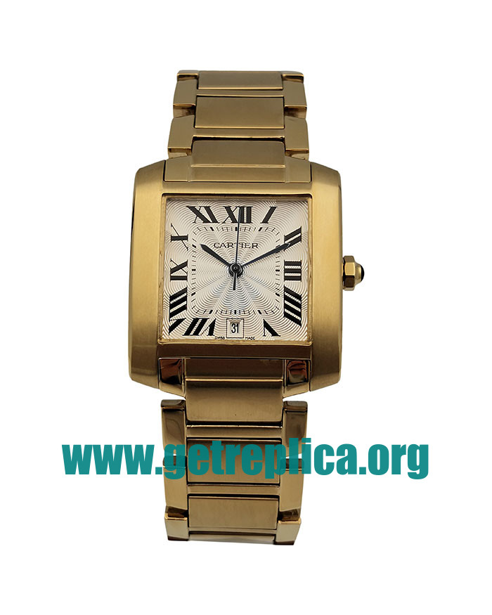 UK Silver Dials Gold Cartier Tank Francaise W50001R2 29MM Replica Watches
