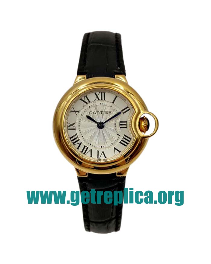 UK Silver Dials Gold Cartier Ballon Bleu W6900156 33MM Replica Watches