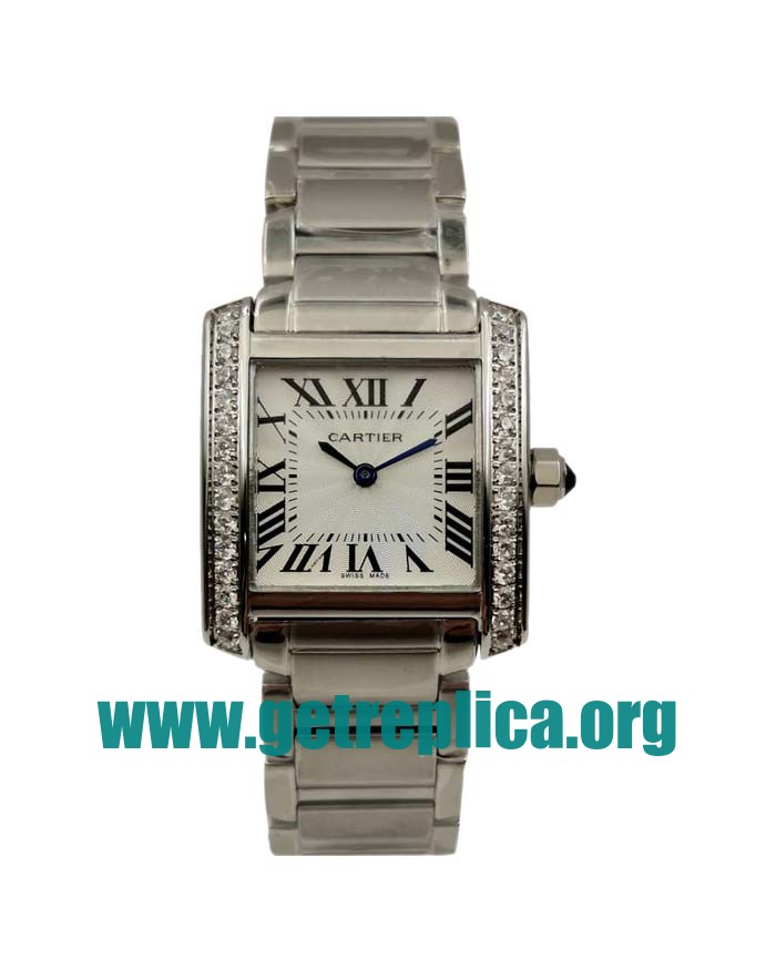 UK Silver Dials White Gold Cartier Tank Francaise WE1002S3 22MM Replica Watches