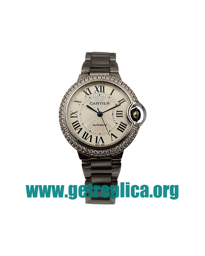 UK Silver Dials White Gold Cartier Ballon Bleu WE902035 33MM Replica Watches