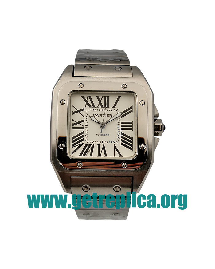 UK Silver Dials Steel Cartier Santos 100 W20073X8 39MM Replica Watches