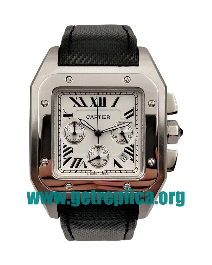 UK Silver Dials Steel Cartier Santos 100 W20090X8 41MM Replica Watches