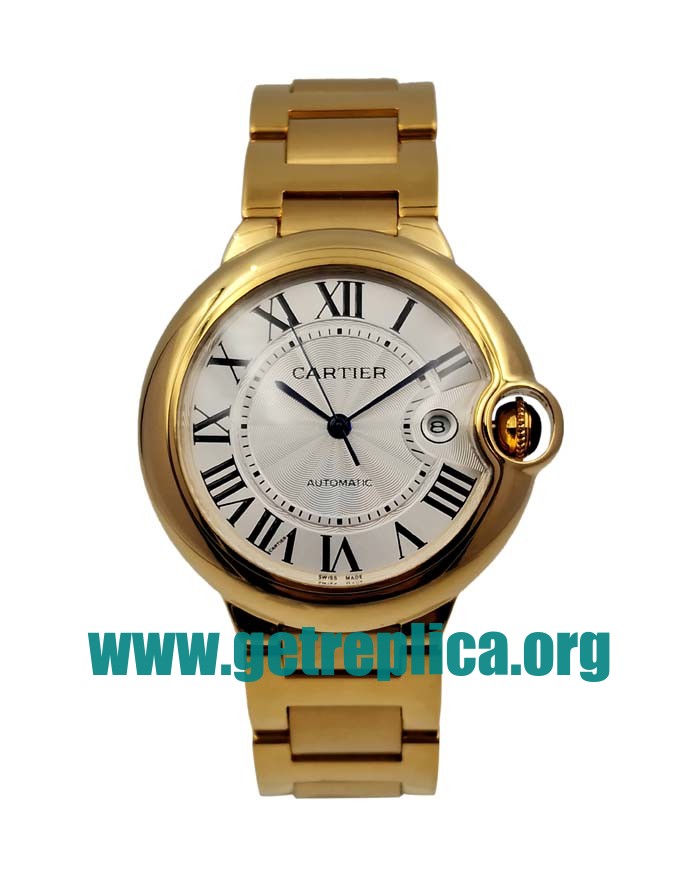 UK Silver Dials Gold Cartier Ballon Bleu W69005Z2 42MM Replica Watches