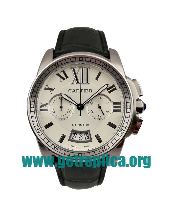 UK Silver Dials Steel Cartier Calibre De Cartier W7100046 42MM Replica Watches