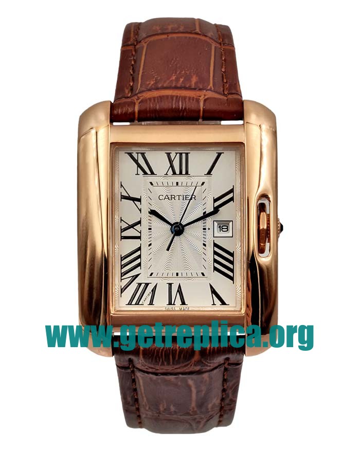 UK Silver Dials Rose Gold Cartier Tank Anglaise W5310004 36MM Replica Watches