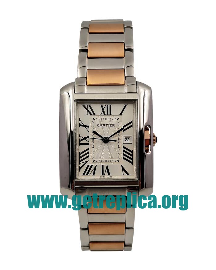 UK Silver Dials Steel And Rose Gold Cartier Tank Anglaise W5310019 30.5MM Replica Watches