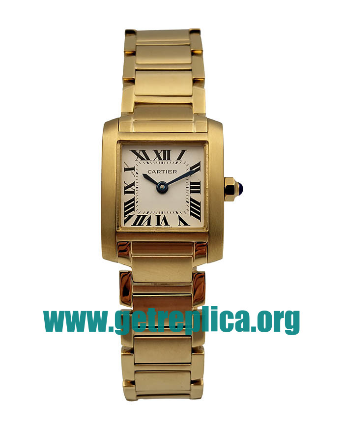 UK Siver Dials Gold Cartier Tank Francaise W50002N2 22MM Replica Watches