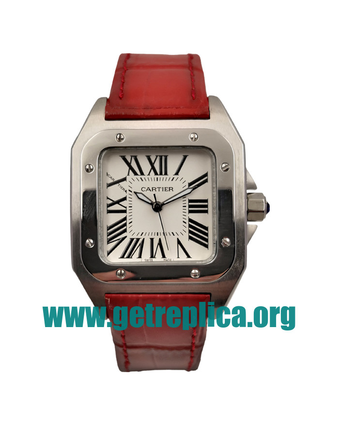 UK White Dials Steel Cartier Santos 100 W20126X8 33MM Replica Watches