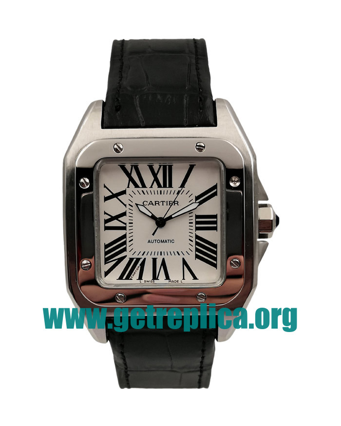 UK White Dials Steel Cartier Santos 100 W20106X8 41.5MM Replica Watches