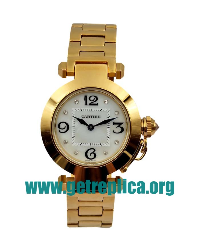 UK White Dials Gold Pasha De Cartier WJ11891G 32MM Replica Watches